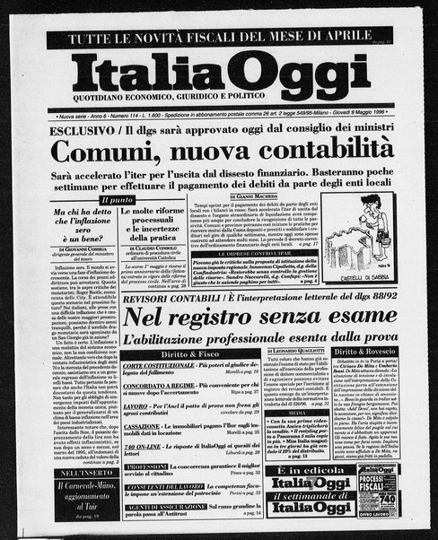 Italia oggi : quotidiano di economia finanza e politica